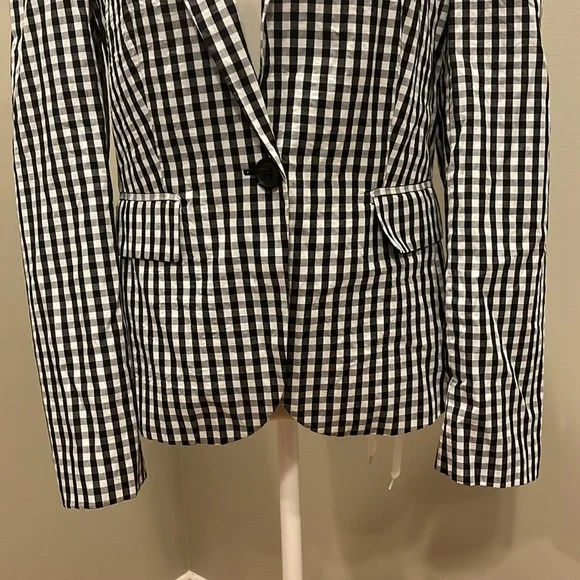Who What Wear Gingham Blazer Black and White - Picture 3 of 7